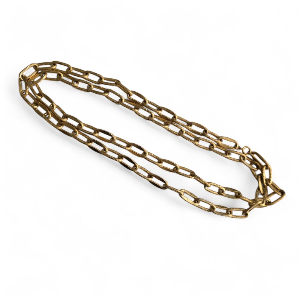 Vintage Gold-Tone Elongated Link Chain Necklace – 23" – Statement Layering Piece - Picture 2 of 4